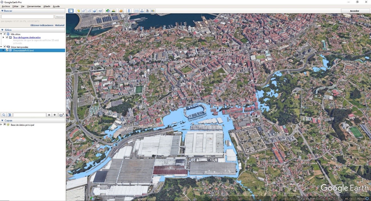 KML cargado en Google Earth