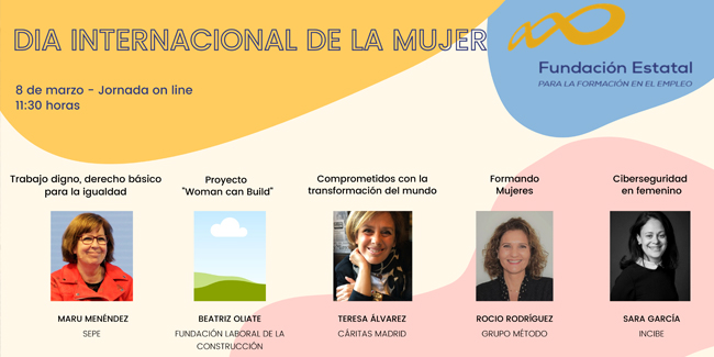 Ponencias que se realizarán en la jornada online de FUNDAE por el Día Internacional de la Mujer 2022.