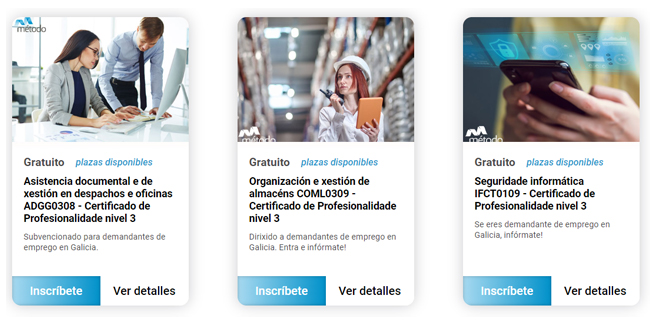 Certificados de profesionalidade de nivel 3 para desempregados que se impartirán en Vigo.
